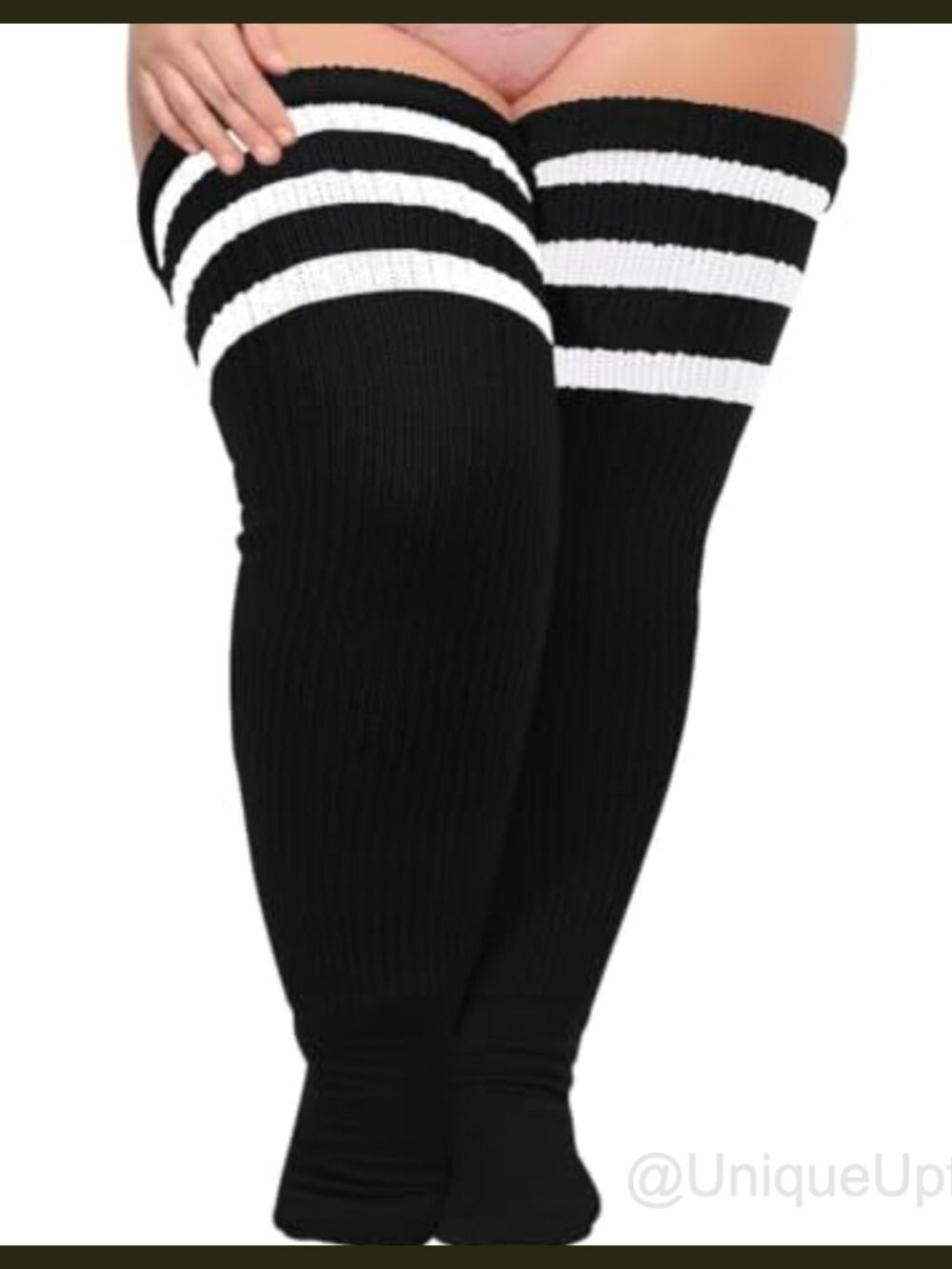 Plus Size Thigh High Socks Acrylic Striped Over the Knee Leg Warmers